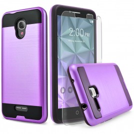 Alcatel OneTouch Fierce 4 Case, 2-Piece Style Hybrid Shockproof Hard Case Cover with [Premium Screen Protector] Hybird Shockproof And Circlemalls Stylus Pen (Purple)